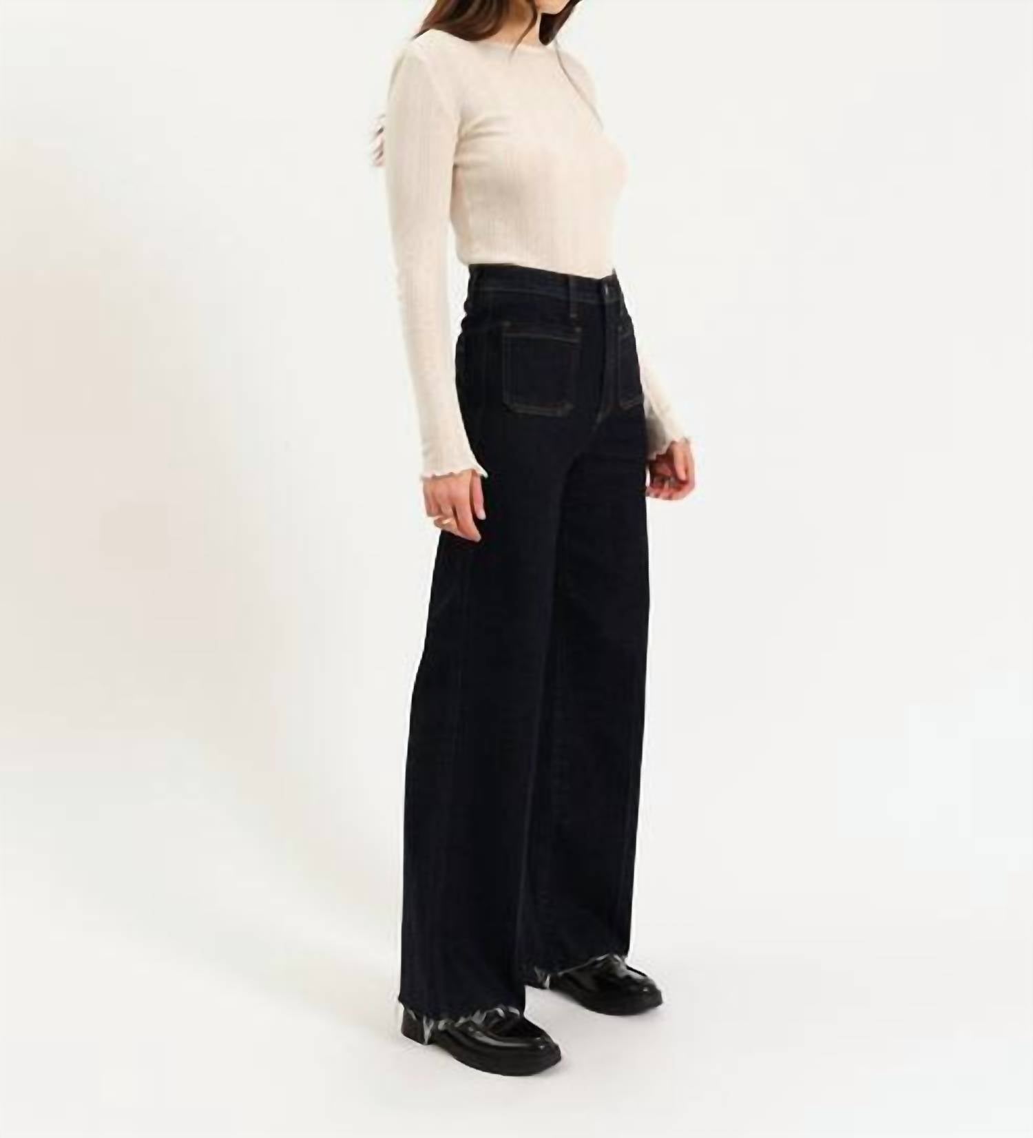 DAZE Far Out High Rise Wide Leg Jeans in rinse - women's jeans - detail view