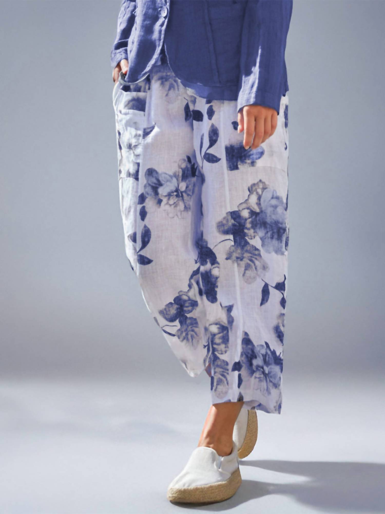 Inizio - Magic Cropped Floral Print Pant
