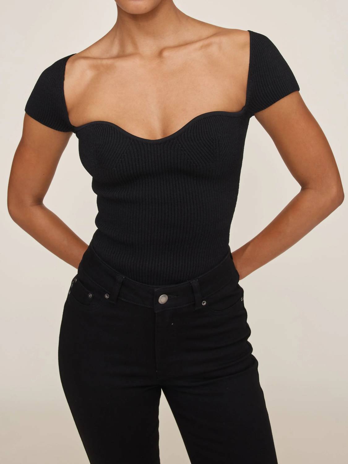 DL1961 - Women's Heart Knit Top in black - women's blouse