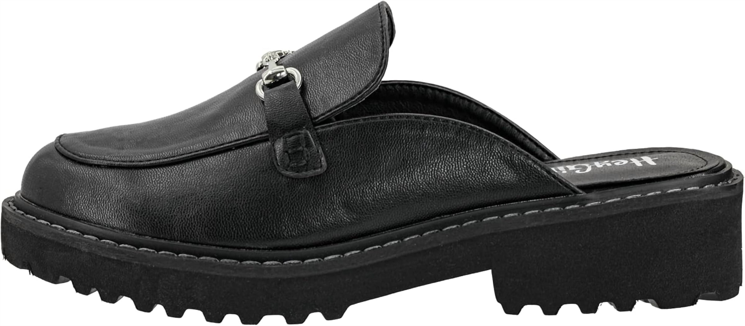 Corkys Footwear Womens Wingin It Heeled Mule in black smooth - women's shoe - detail view