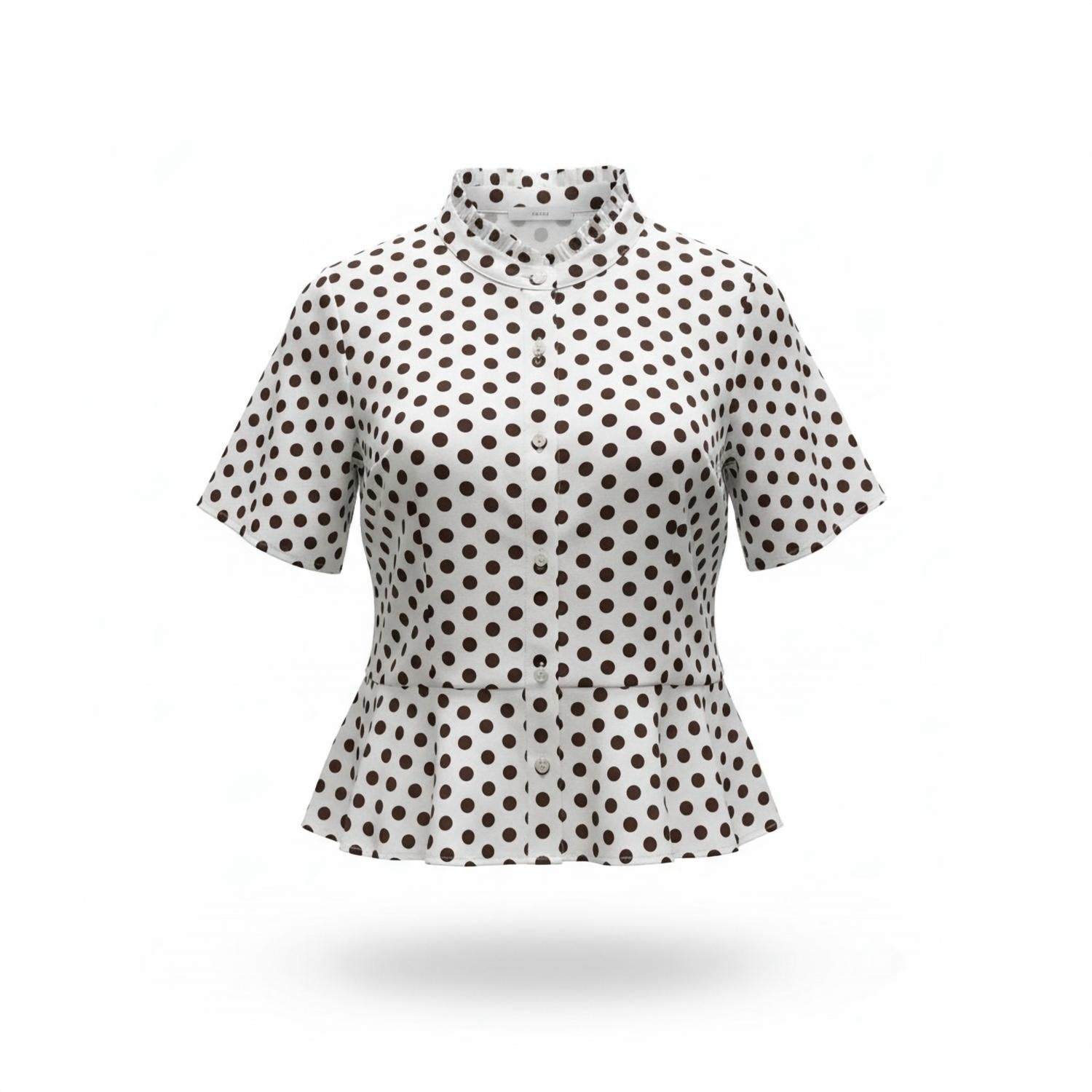 THML Women's Puff Sleeve Polka Dot Top in white - women's blouse