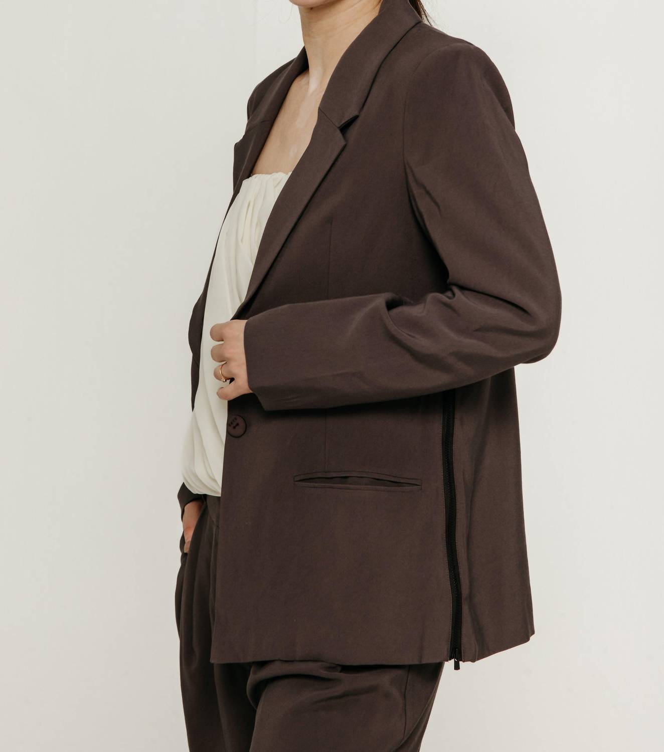 SKFK Mati Split Hem Blazer in dark khaki - women's jacket