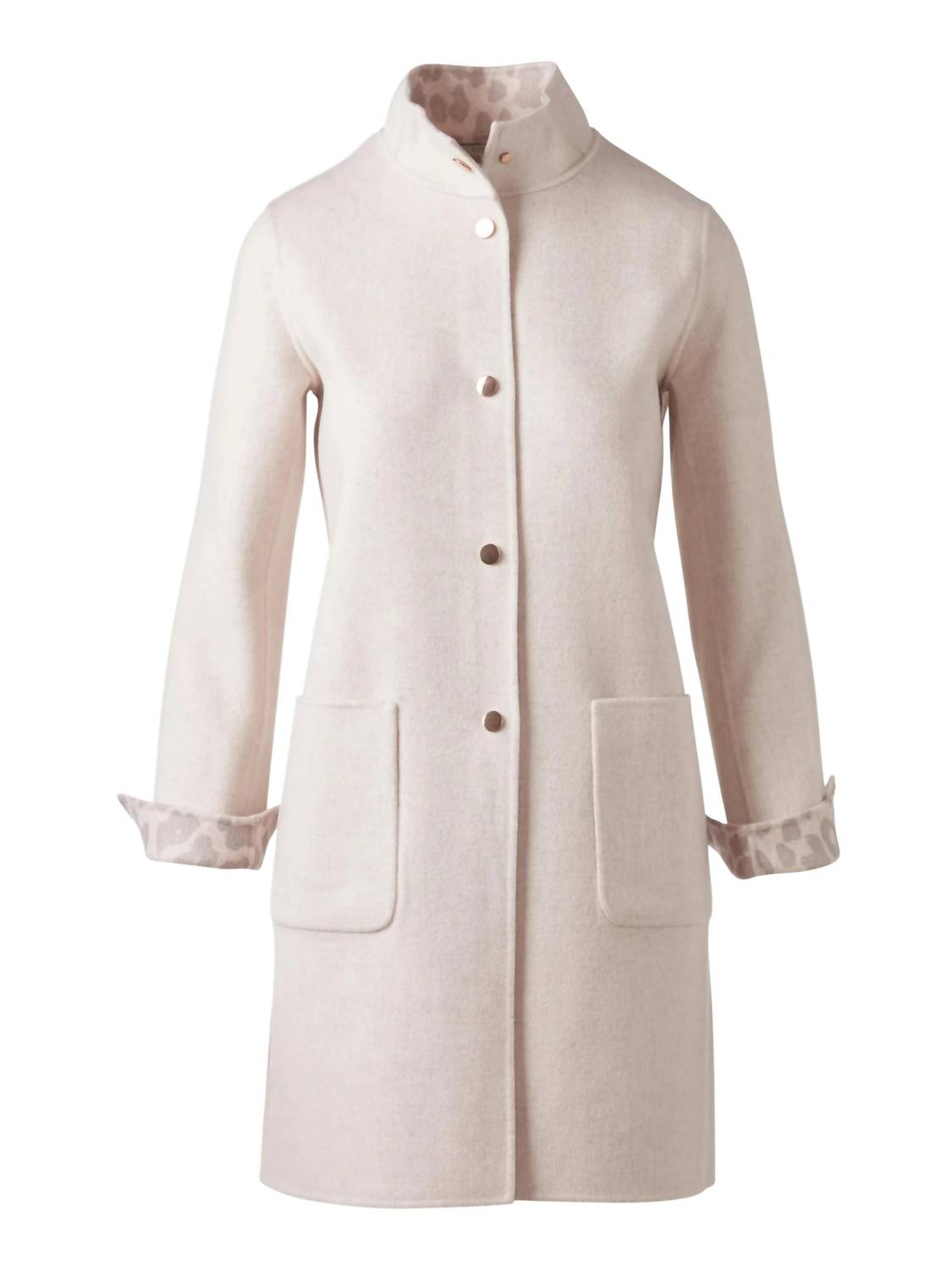 Kinross Reversible Leopard Print Coat in cameo multi - women's jacket - alternate view