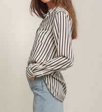 Line And Dot - Striped Long Sleeve Button Shirt