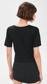 RIPLEY RADER Ponte Extended Short Sleeve Top in black black - women's t-shirt - alternate view