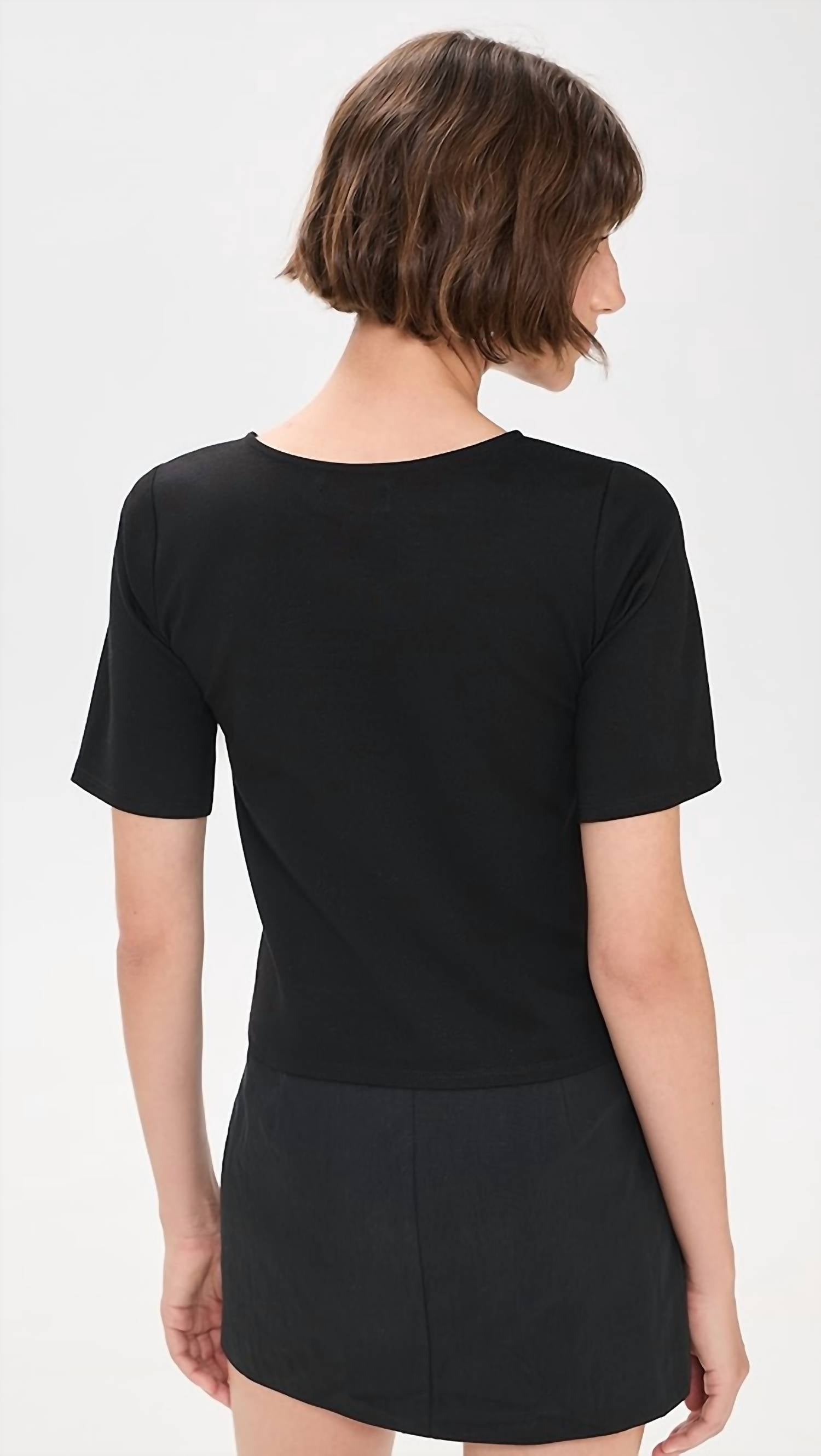 RIPLEY RADER Ponte Extended Short Sleeve Top in black black - women's t-shirt - alternate view