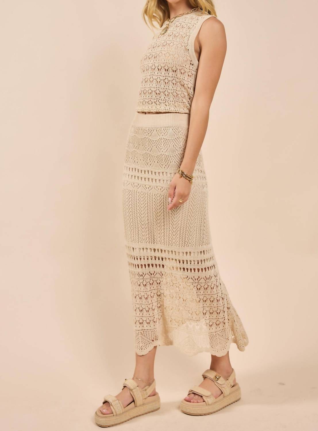Sadie & Sage - Dya Crochet Knit Midi Skirt