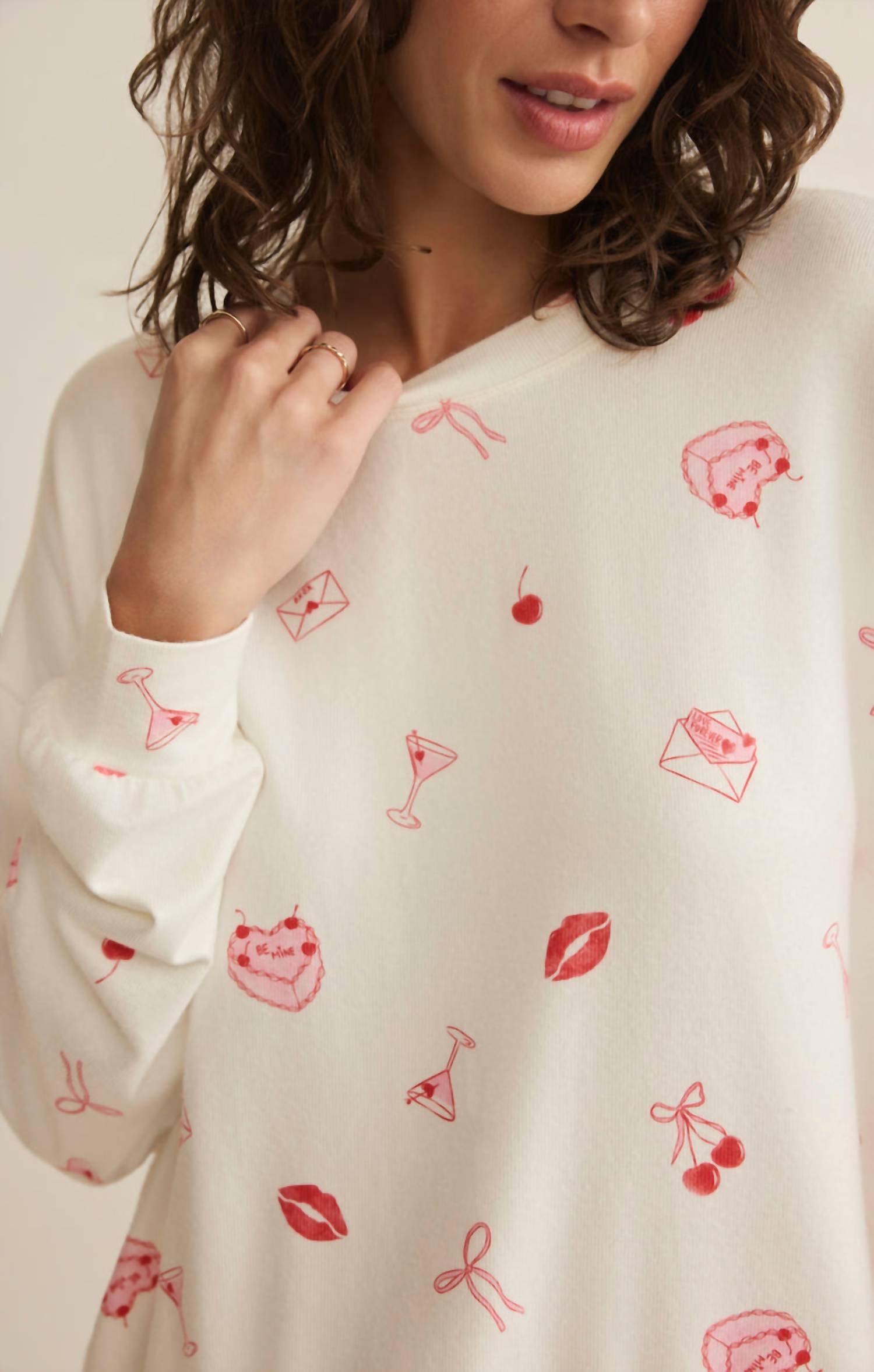 Z Lounge Mira Sweet Things Long Sleeve Top in vanilla ice - women's long sleeve top - view 4