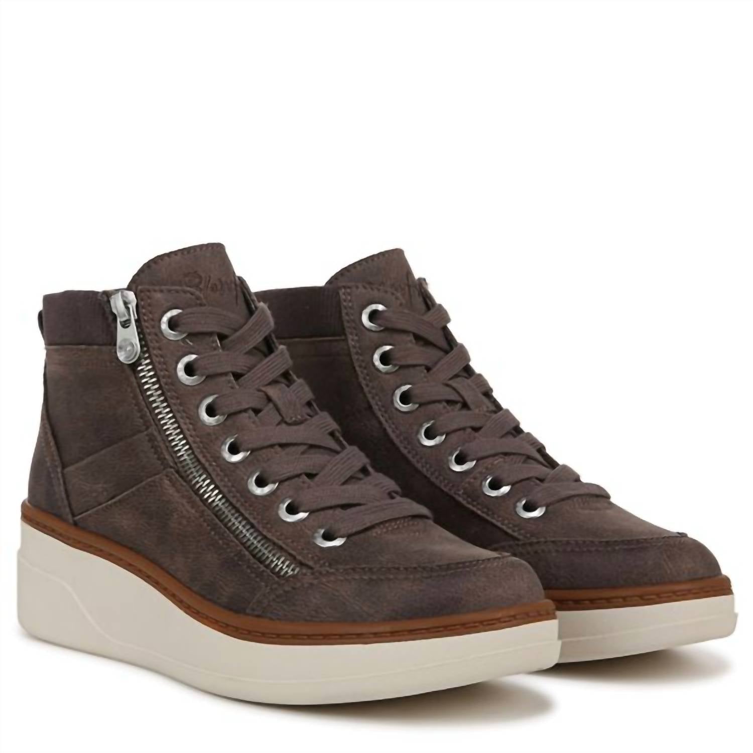 BLOWFISH Women's Camden Wedge Sneakers in grey oiled - women's sneaker - alternate view
