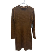 Jessica Howard Mockneck Long Sleeve Mini Dress in brown - women's dress - detail view