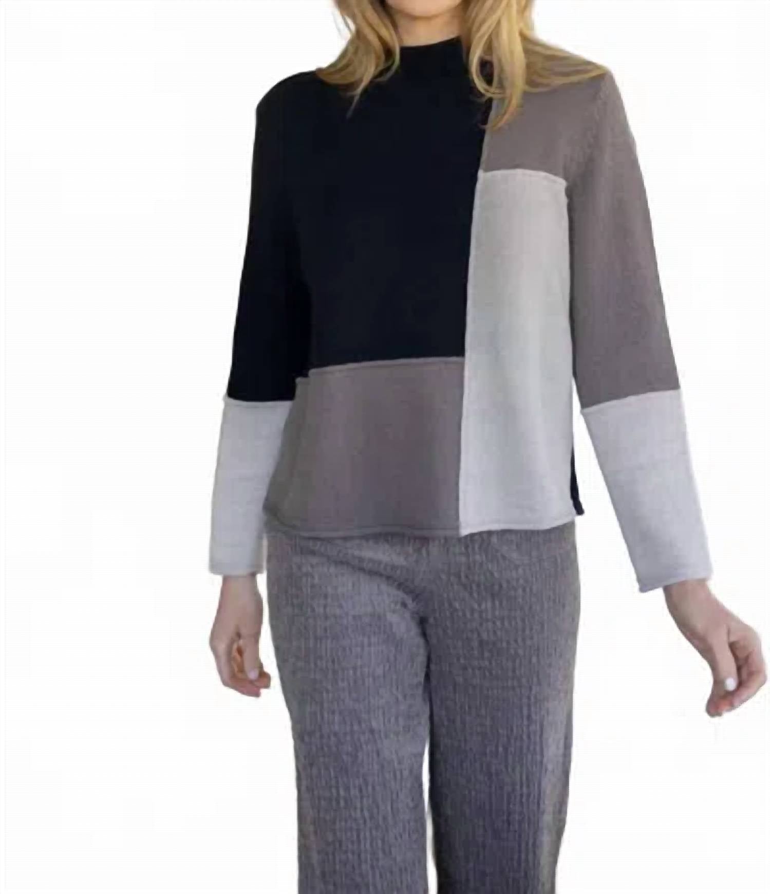 habitat Yin Yang Funnel Neck Pullover in truffle - women's sweater