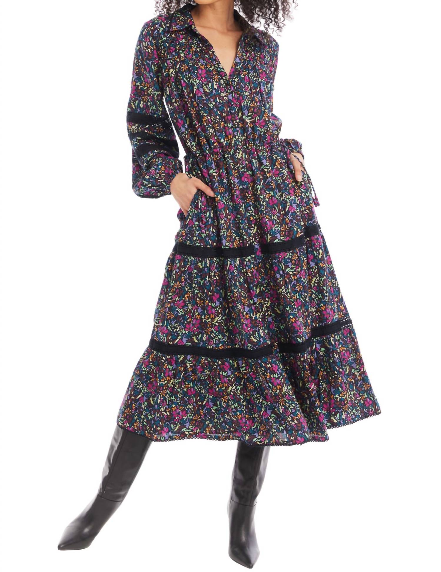 ALLISON NEW YORK LULU MIDI DRESS in ditsy floral - women's dress - view 4