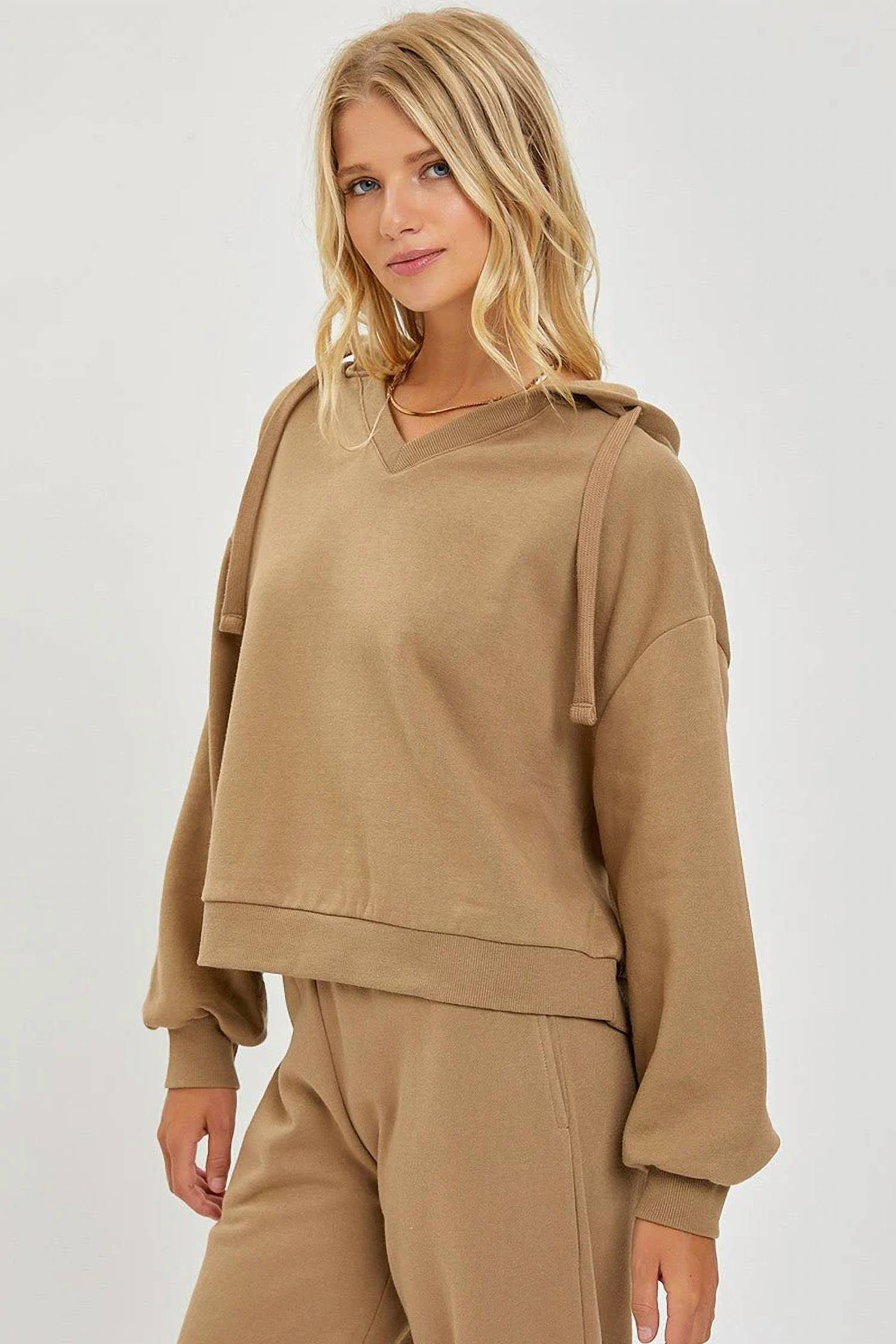Risen - Oversized V-neck Hoodie Sweatshirt