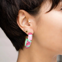 Gold & Honey - Women's Peony Illusion Hoop Earrings