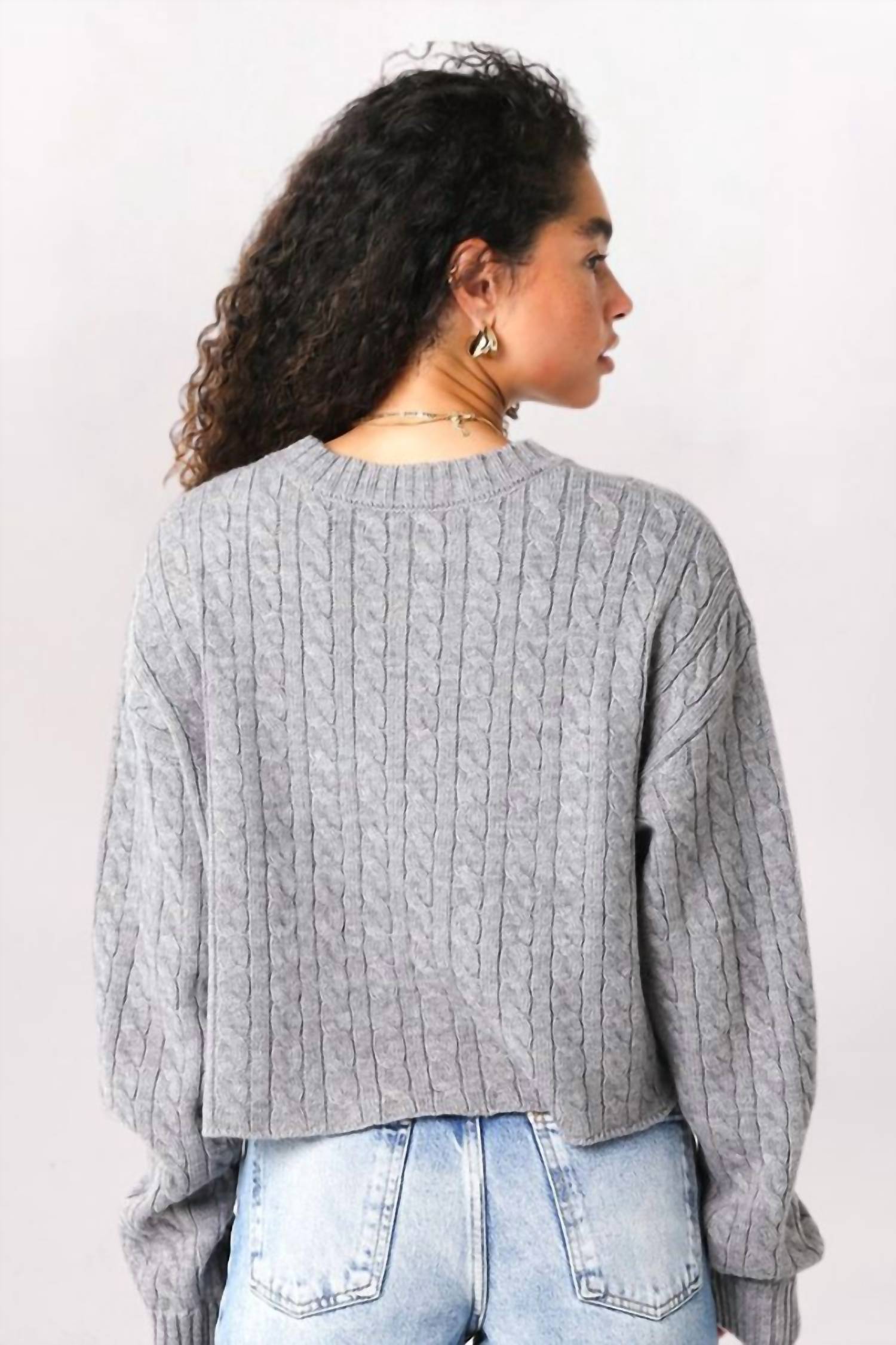 Olivaceous - Boxy Cable Sweater