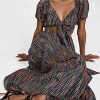 Ramy Brook - Striped Maxi Cut Out Dress