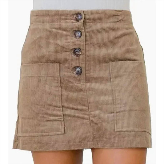 Le Lis - Low Waist Pleated Corduroy Skirt