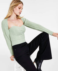 Leyden - Women's Cable-knit Sweetheart-neck Sweater