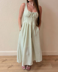 Blu Pepper - Juliana Corseted Waist Stripe Maxi Dress