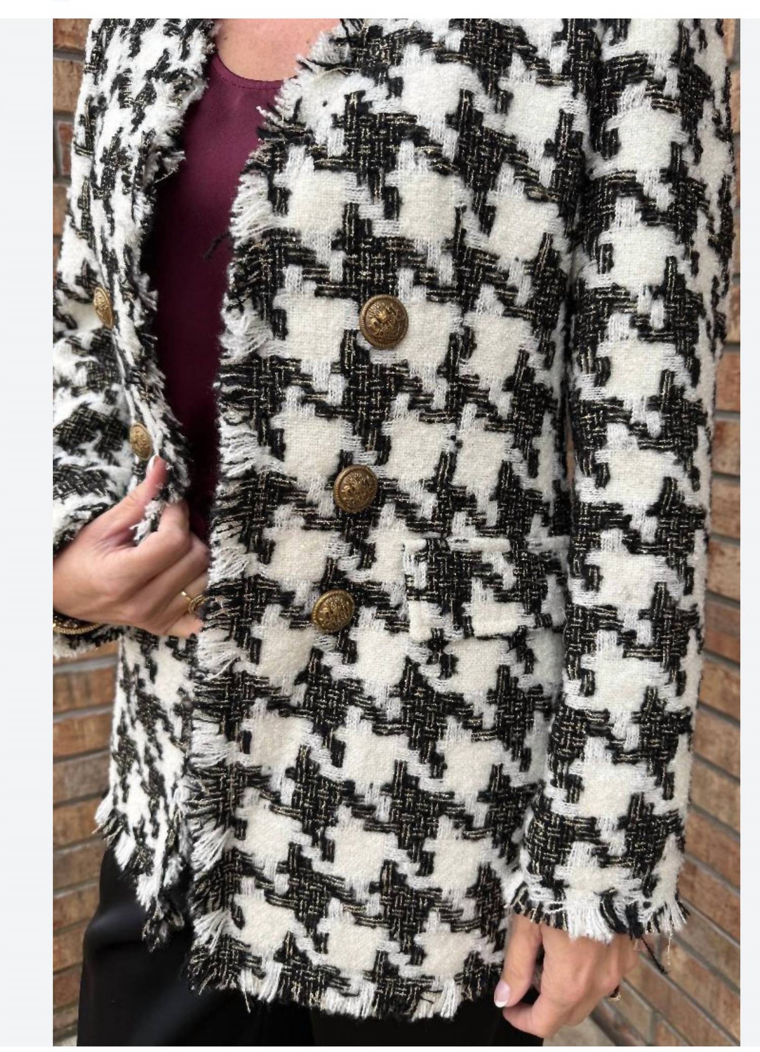 Boho Chic Tweed Blazer in black - women's jacket - alternate view