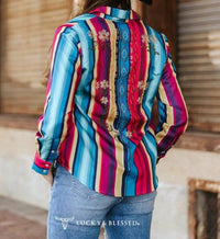 Lucky & Blessed - Pearl Snap Embroidered Western Top