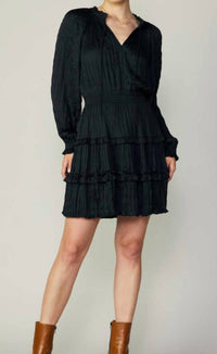 Current Air - Long Sleeve Wrinkled Mini Dress