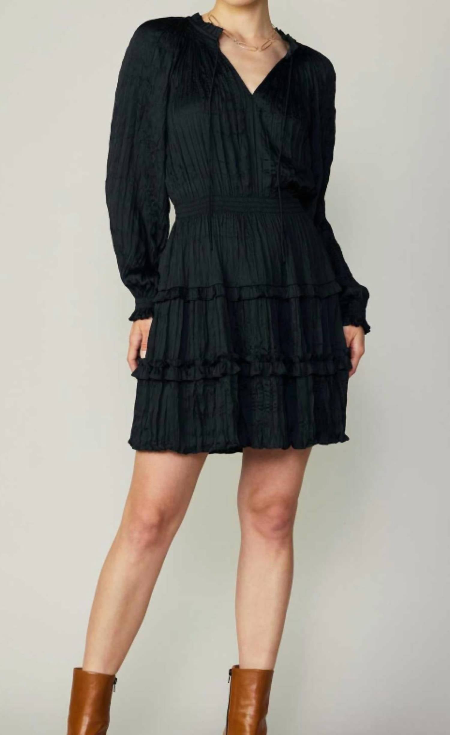 Current Air - Long Sleeve Wrinkled Mini Dress