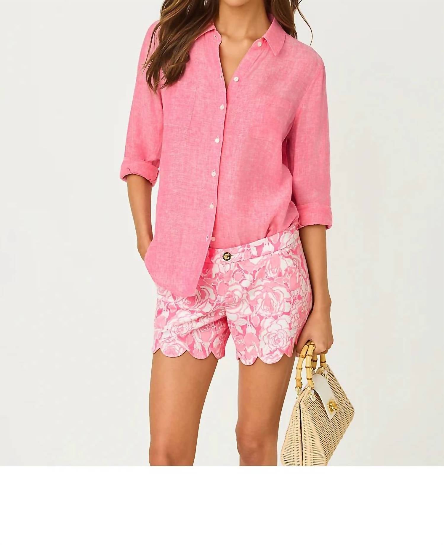 Lilly Pulitzer - Sea View Button Linen Down Top