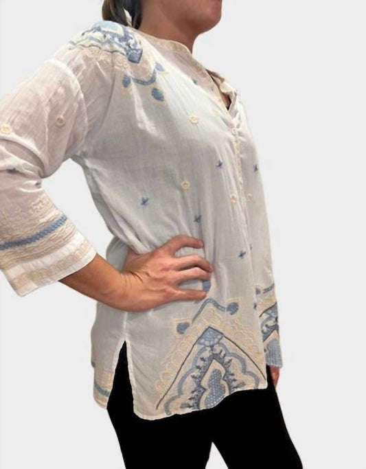 Johnny Was - SLIM AUDREY MANDARIN 3/4 TUNIC LUISA