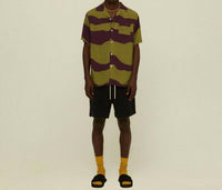 OAS Dusky Dune Short Sleeve Shirt in green purple - men's shirt