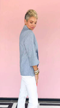 Boho Chic - Denim Twist Front Blouse