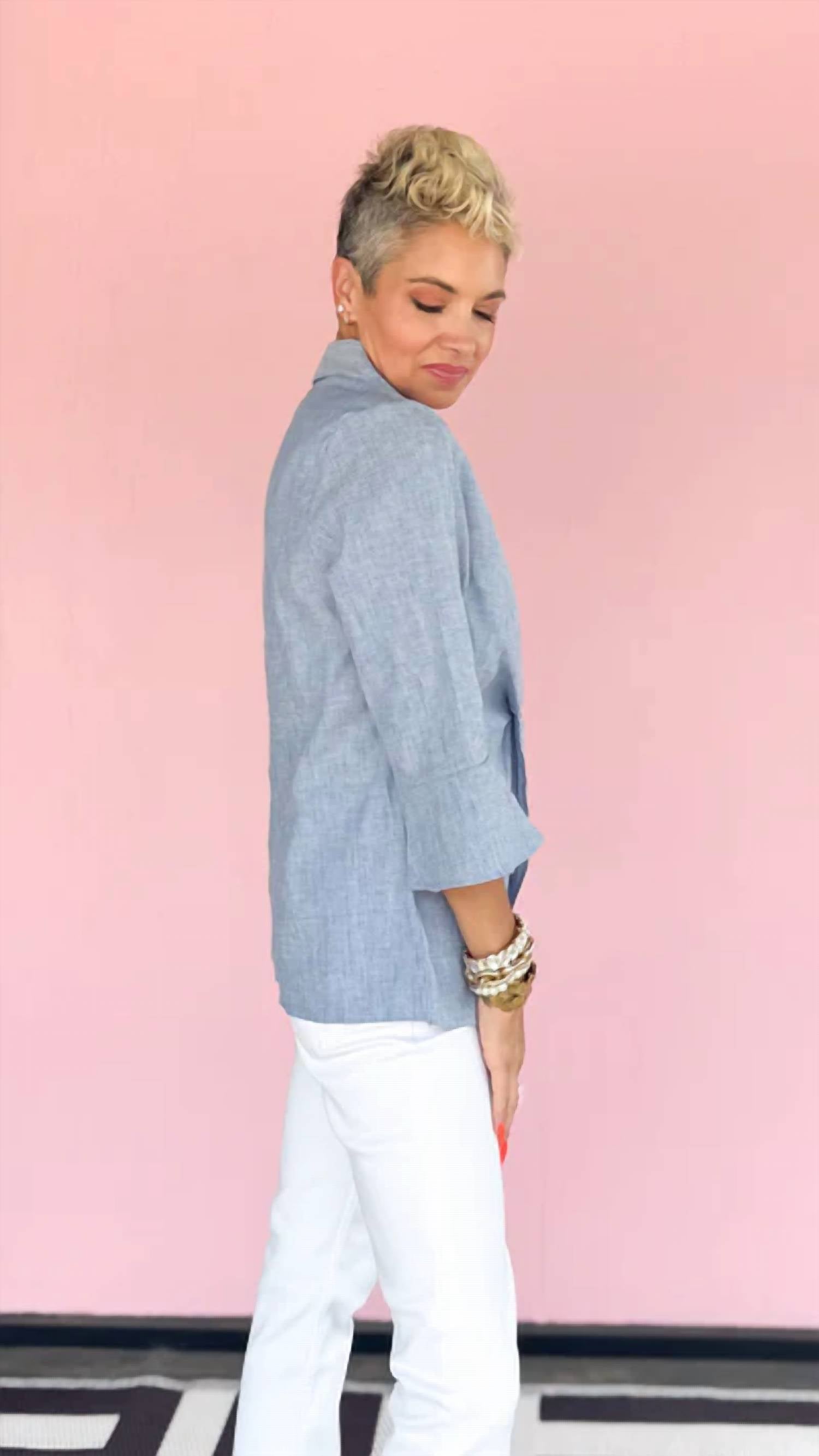 Boho Chic - Denim Twist Front Blouse