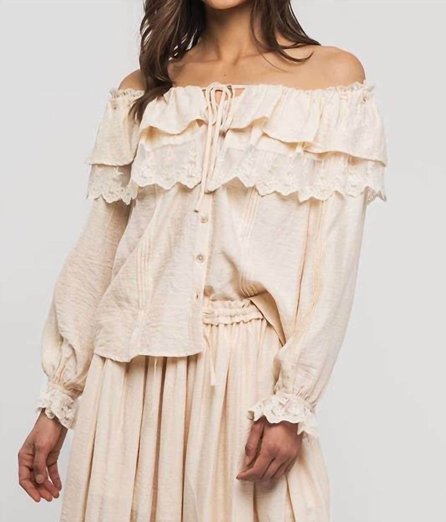 Urban Daizy - Off Shoulder Boho Lace Blouse