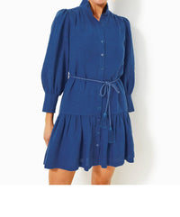 Lilly Pulitzer Drena Linen Mini Dress in martinique blue - women's dress