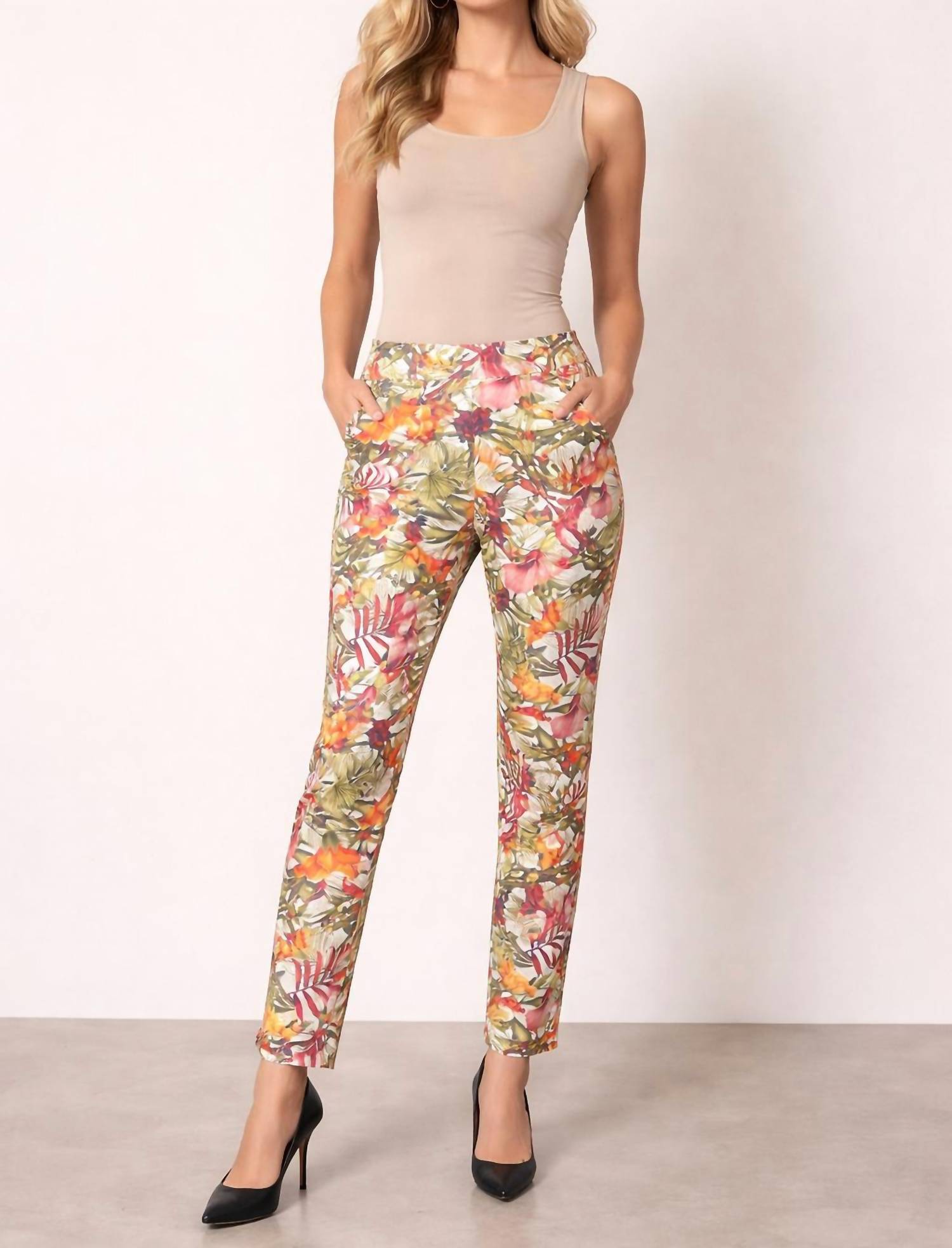 Joseph Ribkoff - tropical print crop pant