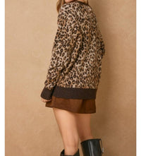 DRESS FORUM Wild Ambition Button Down Cardigan Top in leopard espresso - women's cardigan - alternate view