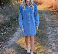 BluIvy Downtown Denim Mini Shirt Dress in blue - women's dress