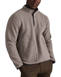 RHONE Fairbanks Fleece Pullover Sweater in foggy taupe - men's sweater