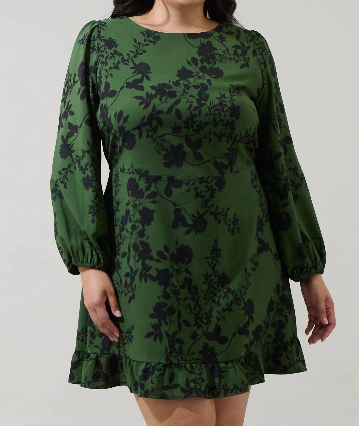 Sugarlips - Tindrie Floral Ruffle Flounce Mini Dress - Plus