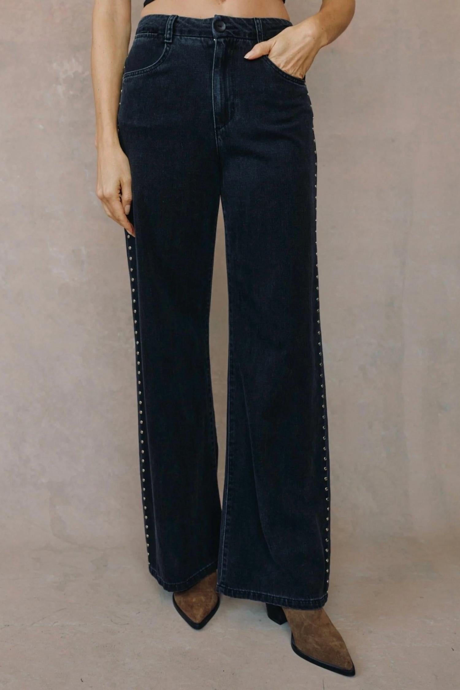 Bella Dahl Anya Studded Vintage Jean in moon shadow wash 1 - women's jeans