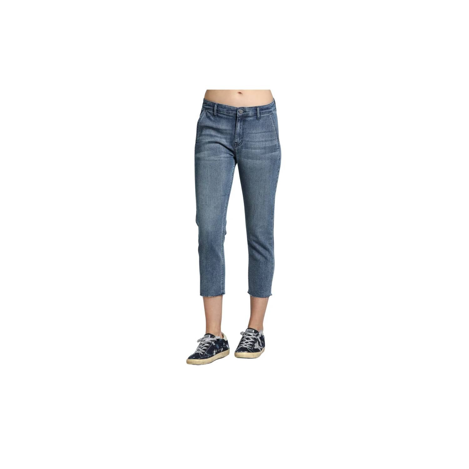 Apny - Distressed Raw Hem Trouser Jean