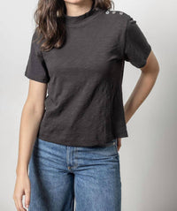 Lilla P - Button Shoulder Mock Neck