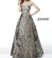 Jovani - Pleated Strapless Evening A Line Dress
