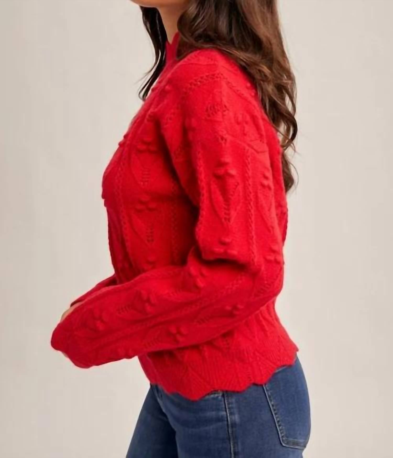 Hem & Thread - Cody Scalloped High Neck Sweater