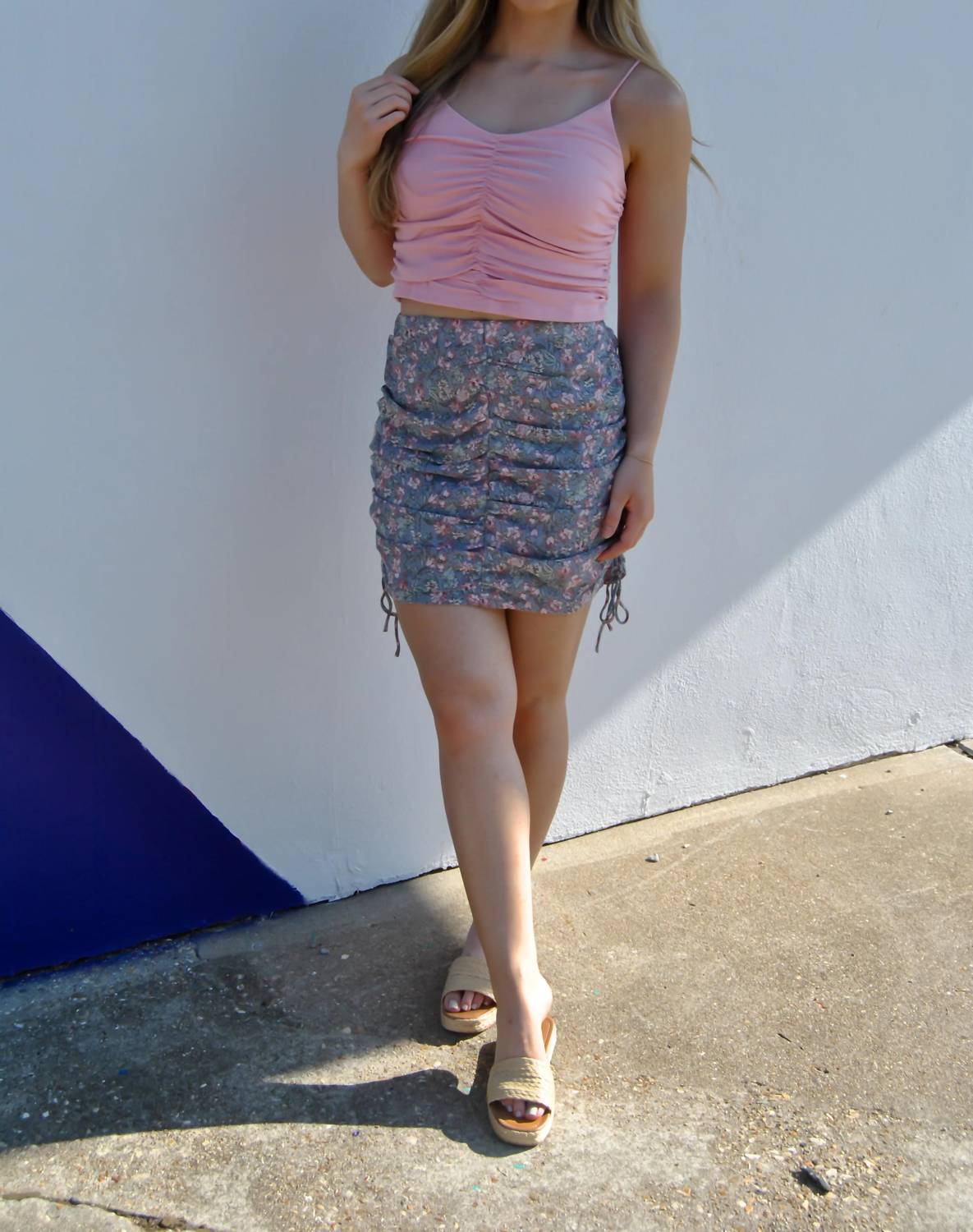Davi & Dani - Ruched Mini Skirt