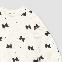 Miles Baby - Girls Glitter Bow Ruffle Sweatshirt