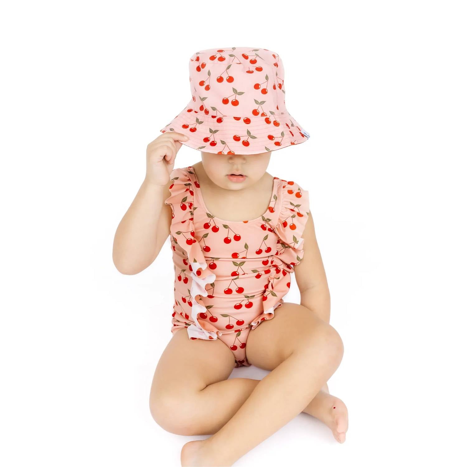 Emerson And Friends - Girl's Very Cherry Ruffle Front One Piece Swimsuit