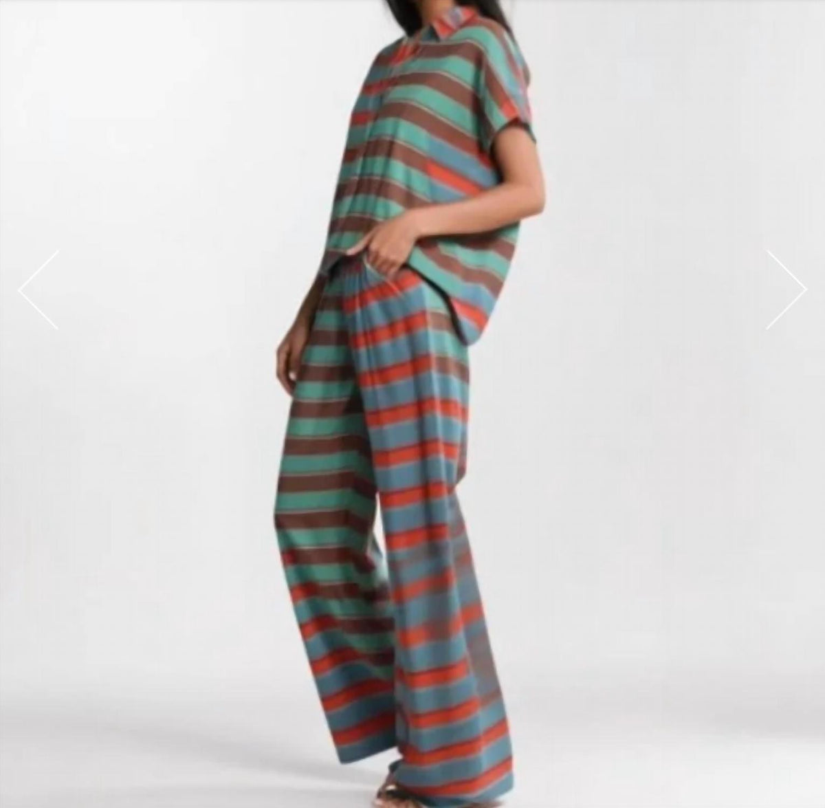 J.Nna - Mixed Striped Wide Leg Pants - PLUS