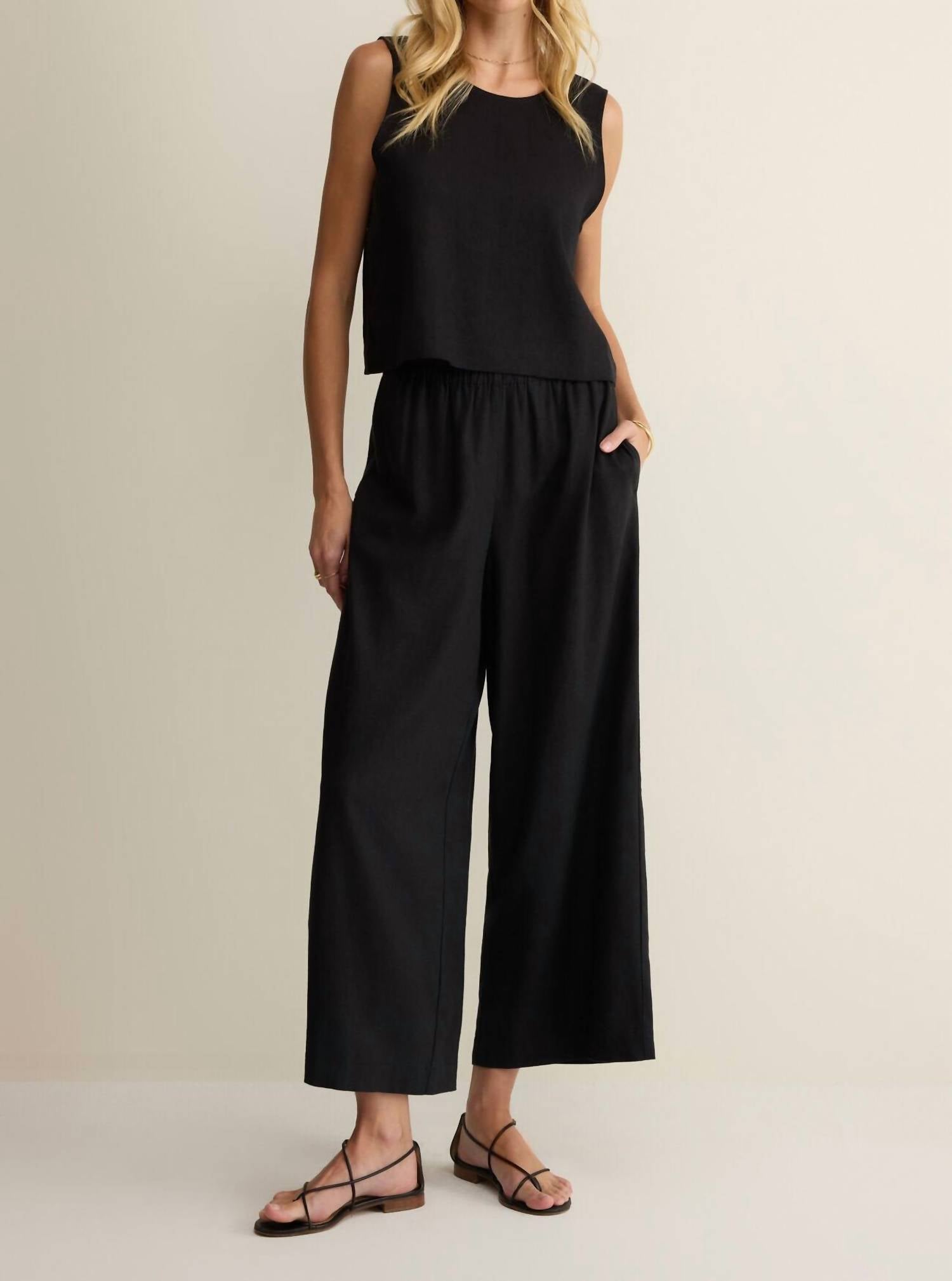 Z Supply Sloane Linen Top in black - women's blouse - view 4