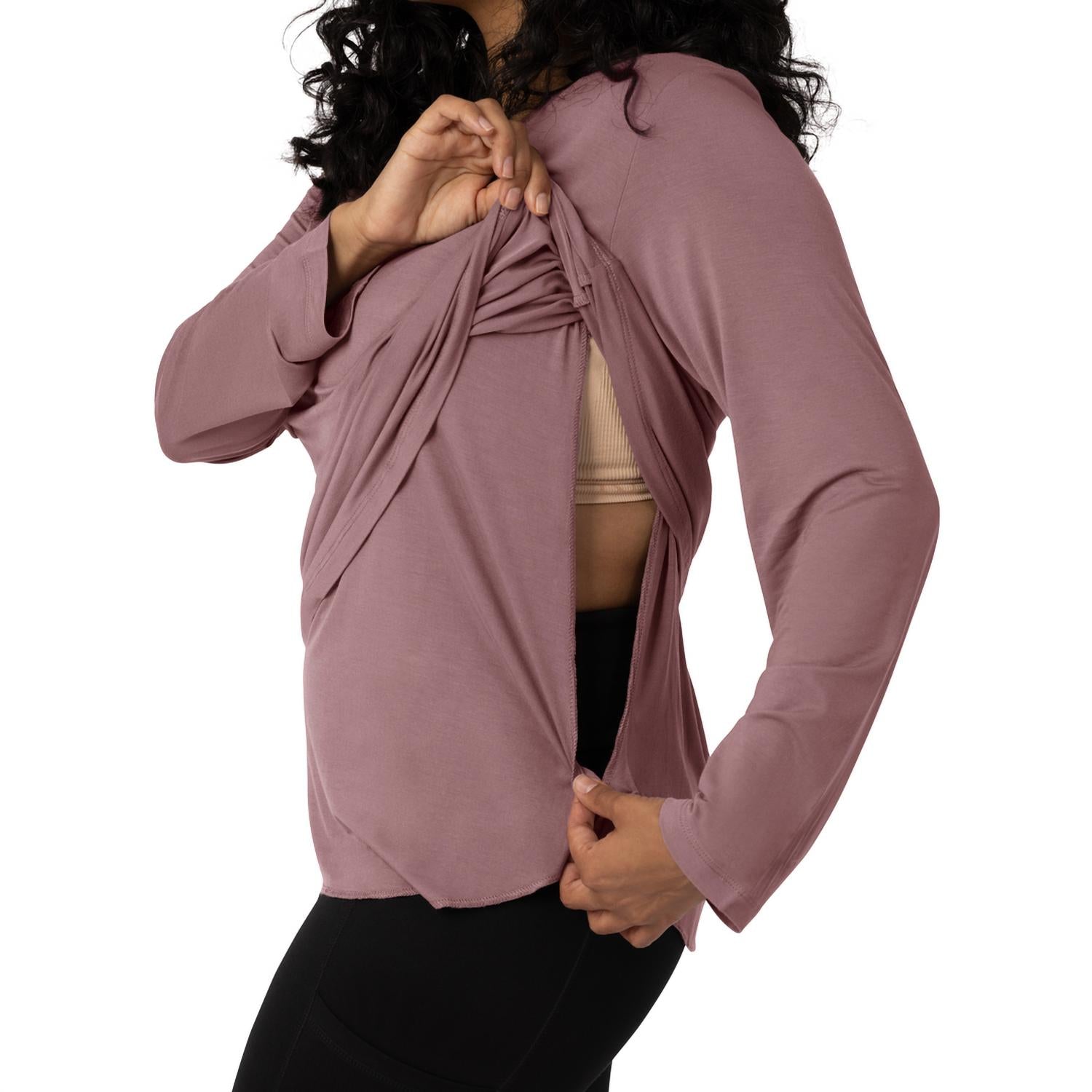 Kindred Bravely Bamboo Nursing And Maternity Long Sleeve T-shirt in twilight - women's long sleeve top - alternate view
